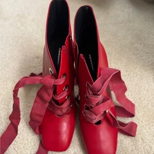 Ermanno Scervino Red Lace-Up Boots